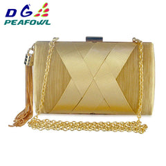 Small Clutch Purse Tassel Metal Handbags Chain Shoulder Evening Bags