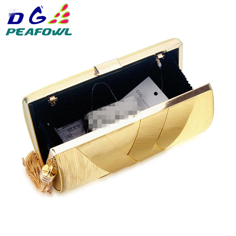 Small Clutch Purse Tassel Metal Handbags Chain Shoulder Evening Bags