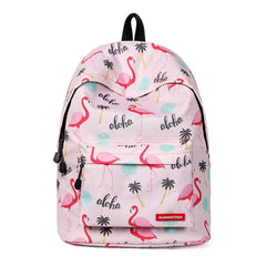 Pink Flamingo School Backpack for Teenage Girls Waterproof Knapsack