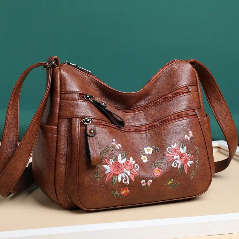 Embroidered Crossbody Bags Totes for Women Pu Leather