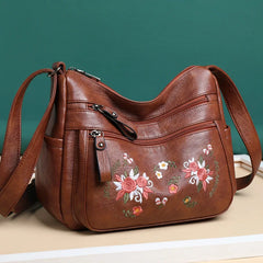 Embroidered Crossbody Bags Totes for Women Pu Leather