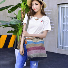 Boho Canvas Shoulder Tote Bag Crossbody for Women Ladies Girls