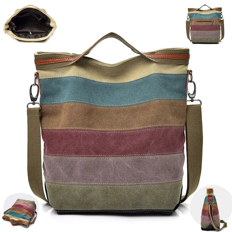 Boho Canvas Shoulder Tote Bag Crossbody for Women Ladies Girls
