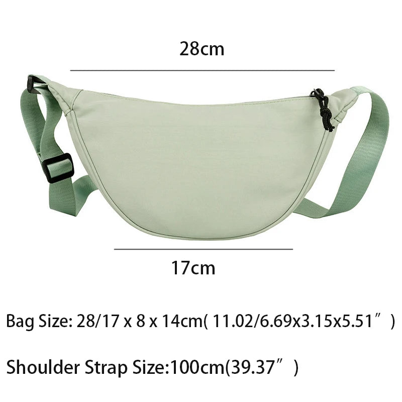 Retro Nylon Shoulder Bag Zipper Messenger Female Crossbody Bags