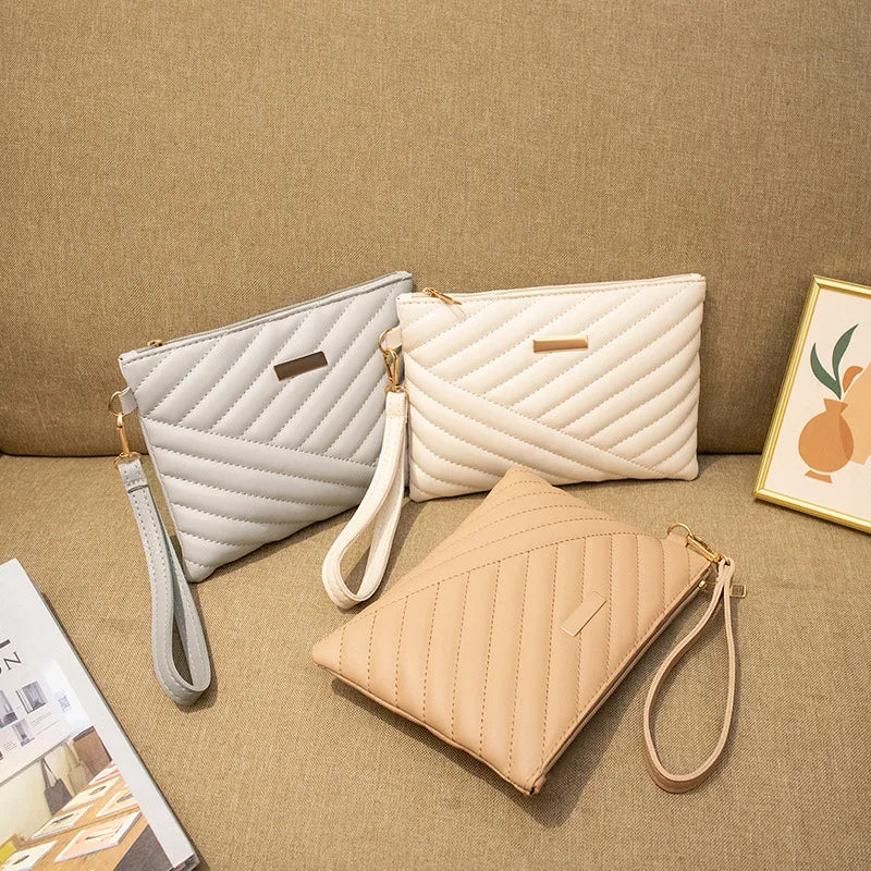 Women PU Leather Long Zipper Wrist Phone Wallet Messenger Bag