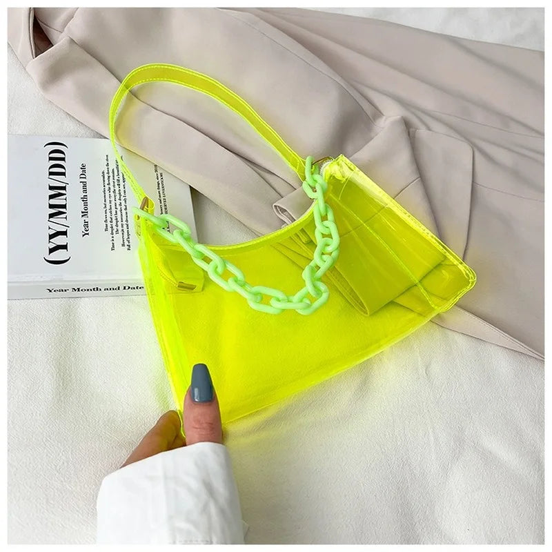 Transparent Shoulder Bag PVC Small Underarm Bags Clutch Women Hobos