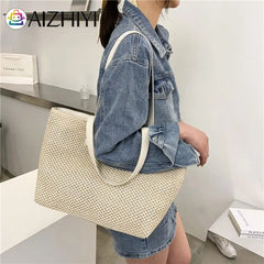 Women Beach Straw Woven Shoulder Tote Bag Large Capacity Handbags