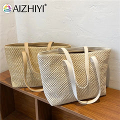 Women Beach Straw Woven Shoulder Tote Bag Large Capacity Handbags