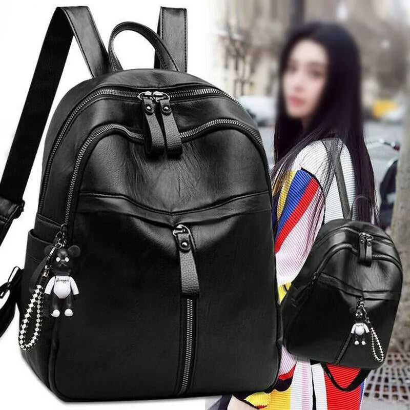 Women Casual Wild Backpack Female Large Capacity Zipper Closure Daypack Satchel