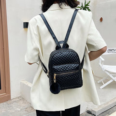 Women Small Backpack Travel Lattice Pattern Handbag Double Shoulder Bag