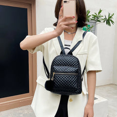 Women Small Backpack Travel Lattice Pattern Handbag Double Shoulder Bag