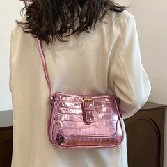 Women Bling Armpit Bags Glitter Shoulder Bags Leather Handbag Crossbody Bag