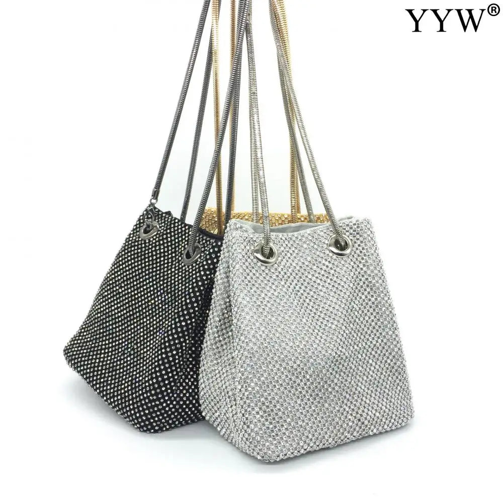 Sequin Evening Party Silver Purse Women Bucket Shoulder Bag