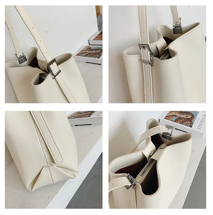 Women Bucket Shoulder Bag PU Leather Crossbody Messenger Bags Totes Handbags