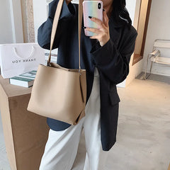 Women Bucket Shoulder Bag PU Leather Crossbody Messenger Bags Totes Handbags
