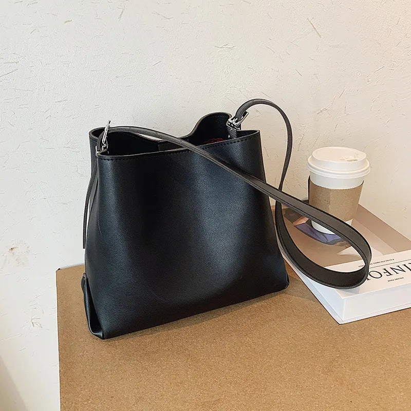Women Bucket Shoulder Bag PU Leather Crossbody Messenger Bags Totes Handbags