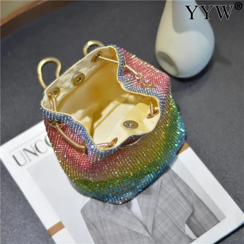 Rainbow Rhinestone Crossbody Shoulder Bag for Women