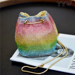 Rainbow Rhinestone Crossbody Shoulder Bag for Women