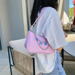 Women Butterfly Chain Bag Candy Ladies Shoulder Underarm Bags PU Leather Handbag