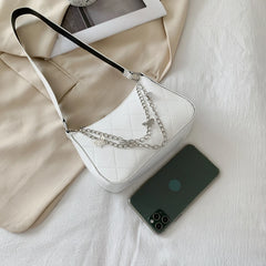 Women Butterfly Chain Shoulder Bags PU Leather Lattice Pattern Armpit Bags