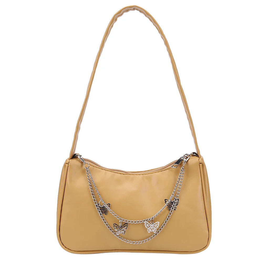 Women Butterfly Chain Shoulder Underarm Bags Casual Ladies Pure Small Purses