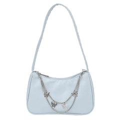Women Butterfly Chain Shoulder Underarm Bags Casual Ladies Pure Small Purses