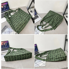 Women Canvas Letters Printing Shoulder Bag Vintage Large Tote Handbag