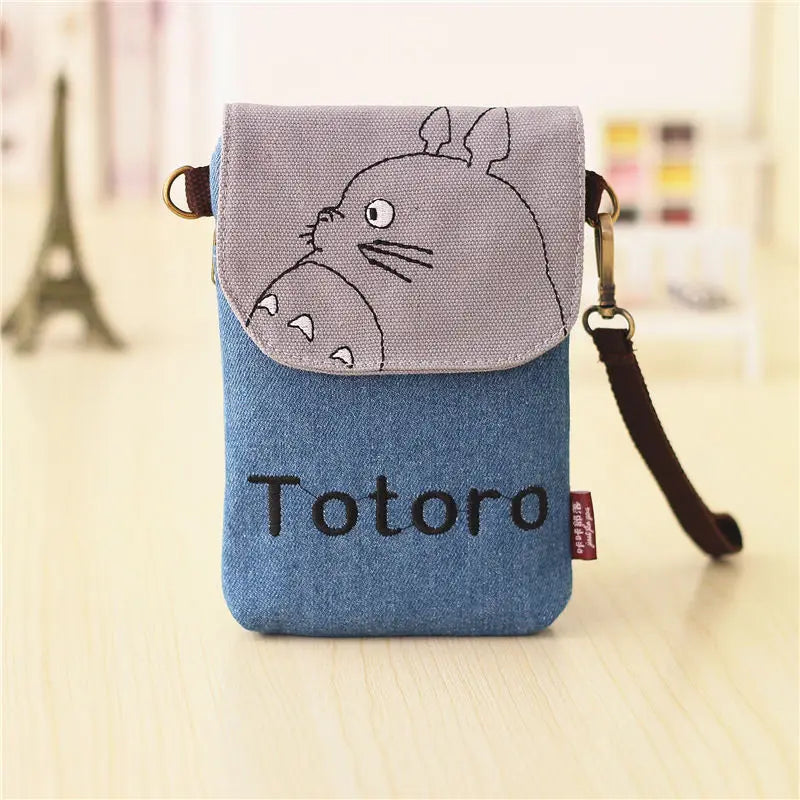 Canvas Messenger Bag Crossbody Embroidered Mini Shoulder Bag for Women