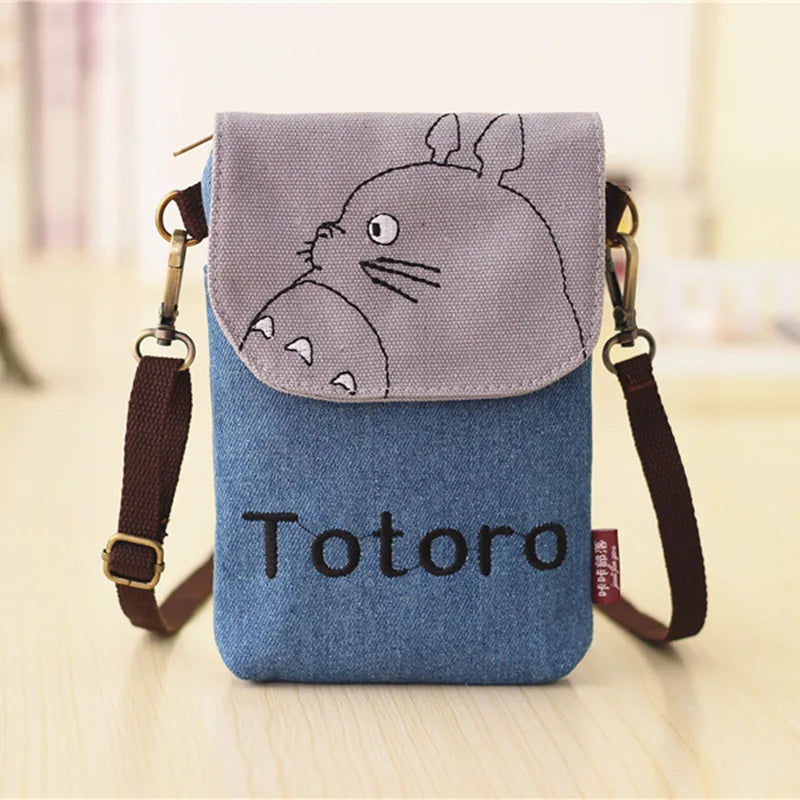 Canvas Messenger Bag Crossbody Embroidered Mini Shoulder Bag for Women