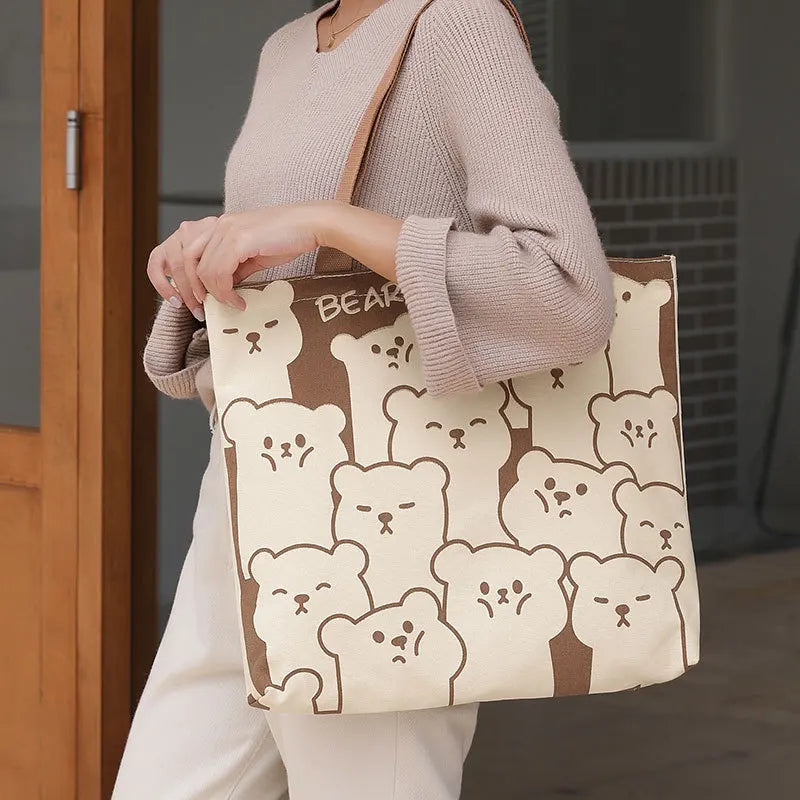 Women Canvas Eco Reusable Shopping Bags Foldable Large Handbags