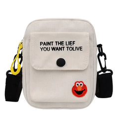 Canvas Shoulder Handbags Solid Student Phone Purse Small Messenger Crossbody