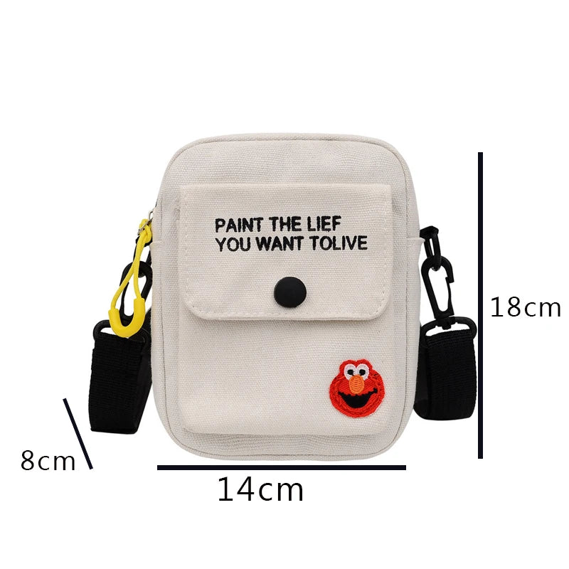 Women Canvas Shoulder Handbags Student Purse Small Messenger