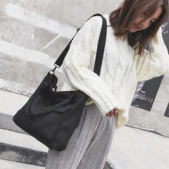 Women Canvas Tote Ladies Casual Shoulder Bag Foldable Shopping Bags Beach Bag