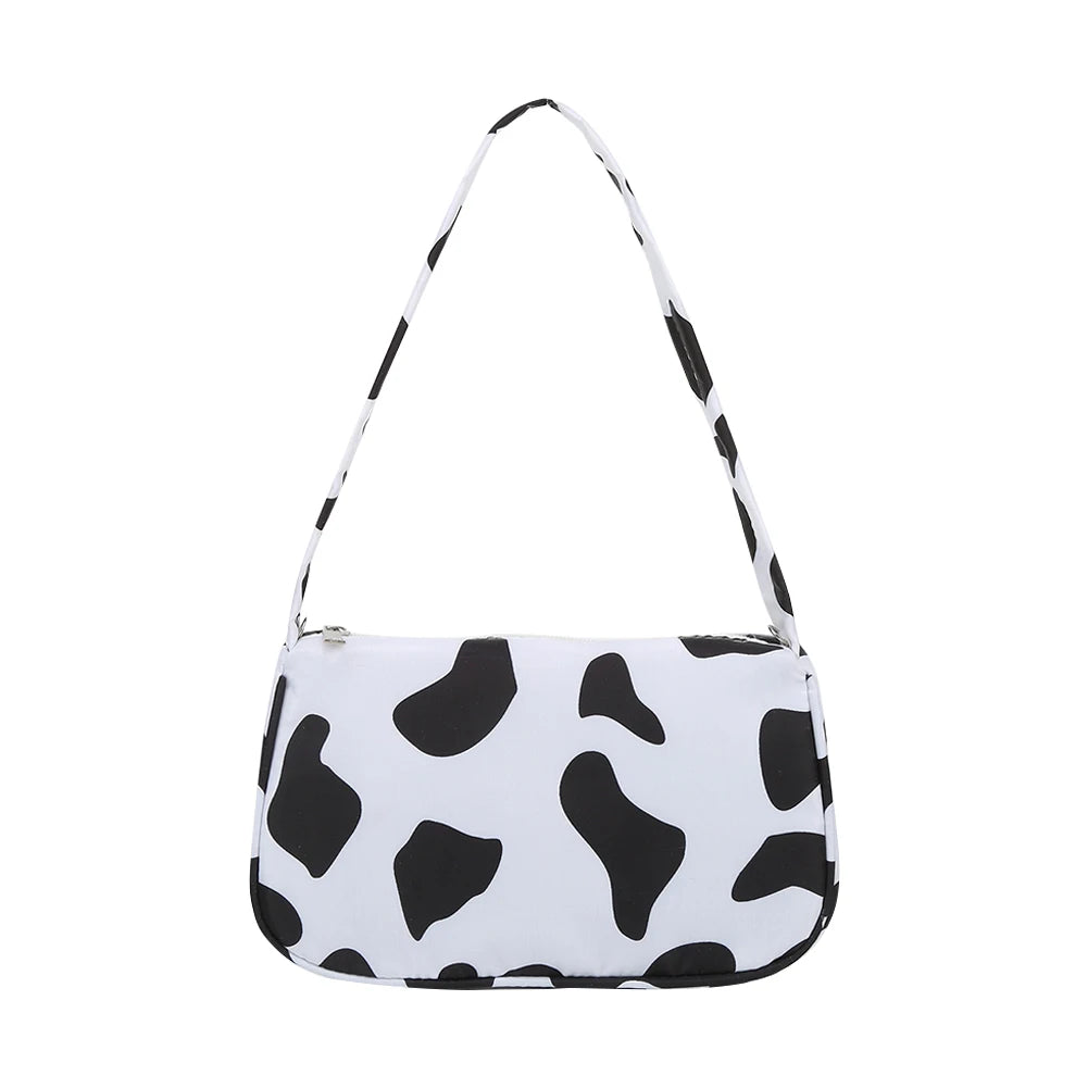 Women Casual Canvas Patent Leather Underarm Bag