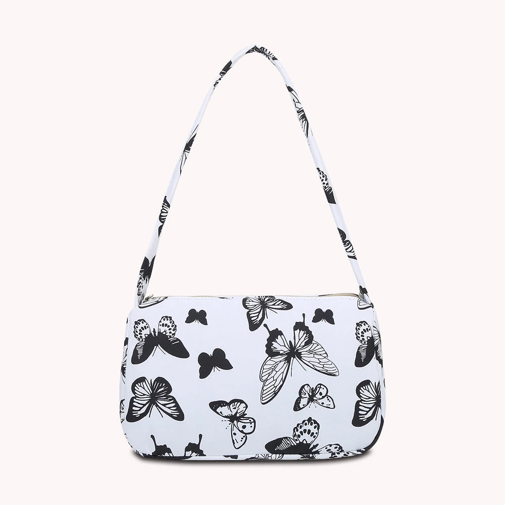 Women Casual Canvas Patent Leather Underarm Bag