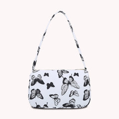 Women Casual Canvas Patent Leather Underarm Bag