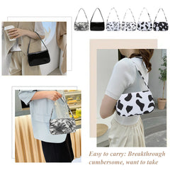 Women Casual Canvas Patent Leather Underarm Bag