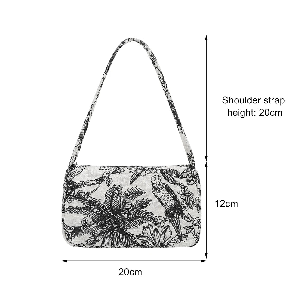 Women Casual Canvas Patent Leather Underarm Bag