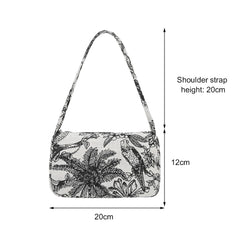 Women Casual Canvas Patent Leather Underarm Bag
