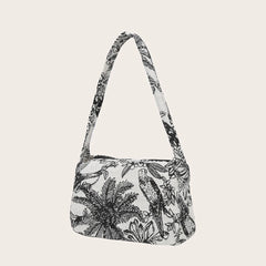 Women Casual Canvas Patent Leather Underarm Bag