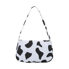 Women Casual Canvas Patent Leather Underarm Bag