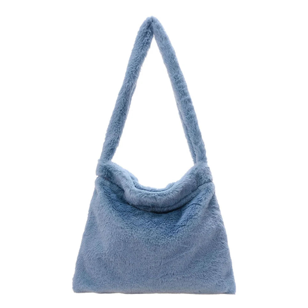 Women Casual Plush Cherry Pattern Small Shoulder Bag