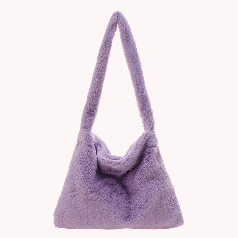 Women Casual Plush Cherry Pattern Small Shoulder Bag