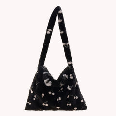 Plush Cherry Pattern Small Shoulder Bag