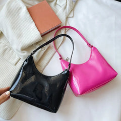 Solid Patent PU Leather Hobos Shoulder Underarm Bag for Women