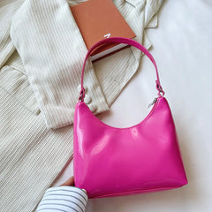 Solid Patent PU Leather Hobos Shoulder Underarm Bag for Women