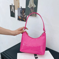 Solid Patent PU Leather Hobos Shoulder Underarm Bag for Women