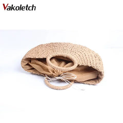 Women Large Capacity Straw Tote Bag Hand Woven Shopping Beach Bags KL366