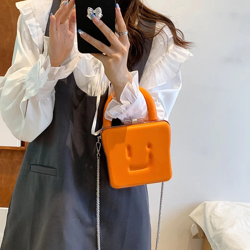 Orange Women Chain Crossbody Shoulder Bag Box Totes Purses Handbag