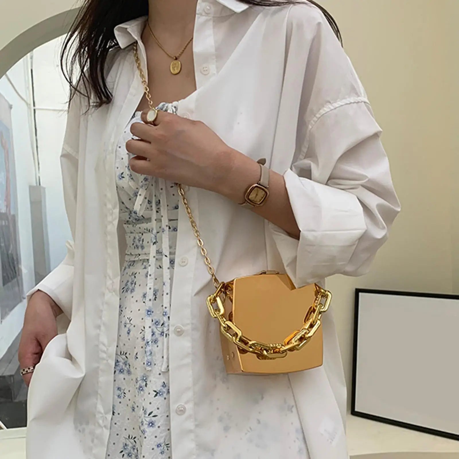 Women Casual Chain Shoulder Bag for Outdoor Travel Party Date Office